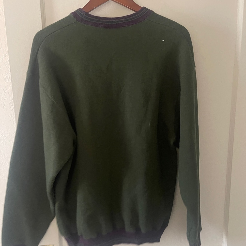 Vintage Wilson Striped Collar Crewneck Sweater Raglan Preppy Sweatshirt Size L - Picture 10 of 10